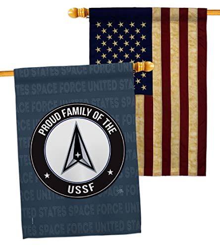 Breeze Decor Proud Family USSF House Flag Pack Armed Space Force United State Air American Military Delta Official Vintage Applique Banner Small Garden Yard Gift Double-Sided, Made in USA