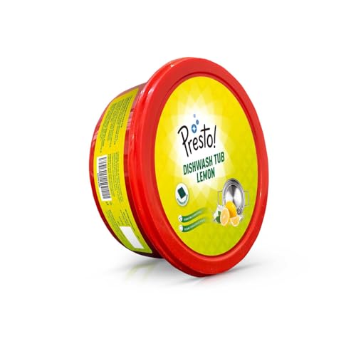 Image of Amazon Brand - Presto! Dishwash Tub Bar | 700 Gram X Pack of 2 | With Free Scrub Pad | Lemon | Round Shape For Longer Use | Tough On Grease | Gentle On Hands