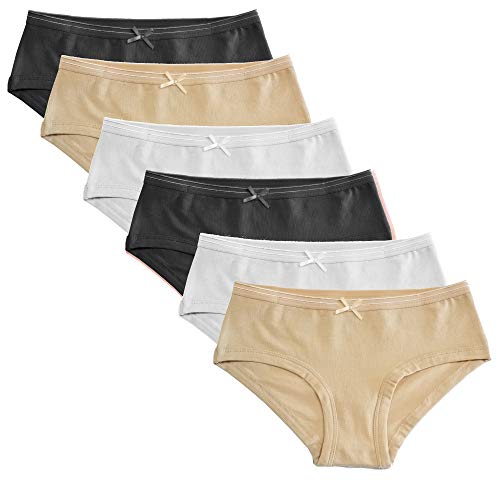 Popular Girls Underwear Hipster Panty - Soft Cotton Panties Underwear For Girls & Teen 6Pk Neutrals L #TOP19
