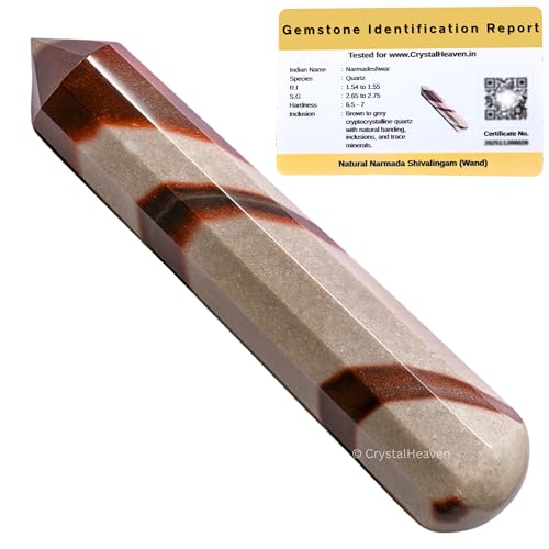 Image of Shiva Lingam Narmada Stone Crystal Wand - Pointed Crystal Wand for Energy Healing, Chakra Balancing, Meditation and Home Decor - Crystals and Healing Stones for Gift
