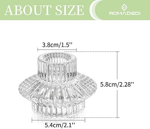 Tealight Candle Holder Glass Candlestick 2-in-1 - Set of 6 Crystal for Taper Tea Light Candles Table Centerpiece Decoration Wedding Party Christmas Home Decor