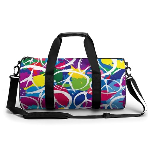 Sac de sport gym couleur peace and love pour voyage et randonnée 45x23x23cm