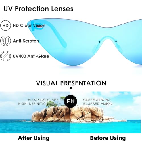 ICARA Women's Vintage Rimless Cat Eye Y2K Sunglasses - Fashionable Frameless UV400 Eyewear for Travel & Style3