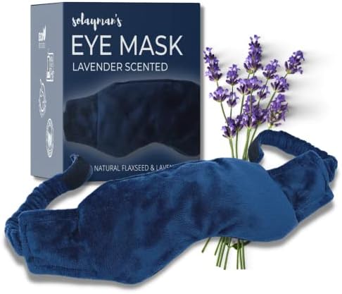 Solayman's Warm Eye Compress Moist Heat - Made with Lavender and Flaxseed - Weighted Microwavable Eye Mask for Dry Eyes, Headache and Migraine Relief. Great Aromatherapy Relaxation Gifts for Mom, Dad