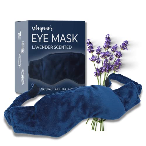 Solayman's Warm Eye Compress Moist Heat - Made With Lavender And Flaxseed - Weighted Microwavable Eye Mask For Dry Eyes, Headache And Migraine Relief. Great Aromatherapy Relaxation Gifts For Mom, Dad #TOP2