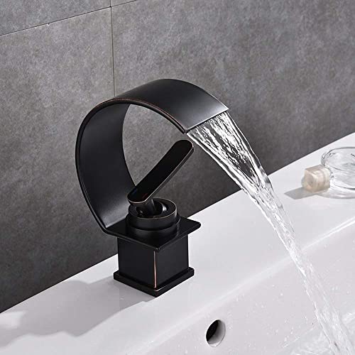 Mezclador de lavabo negro mate que evita salpicaduras en la cuenca del baño