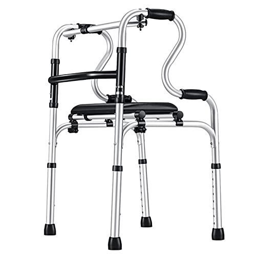 Déambulateur léger en aluminium avec siège pliable et réglable pour senior