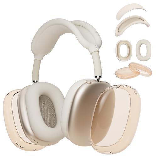 Moxuanze for AirPods Max 1/2 Case,Silicone Ear Pad/Headband Cover/Clear Soft TPU Ear Cups, [4 in 1] Accessories Protector for Apple AirPod Max 1st 2nd Generation(2026/2020)- Starlight
