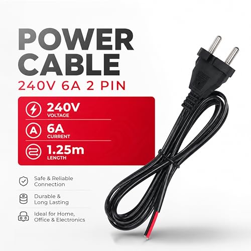 Image of Electronic Spices (1.25 M) 180V-240V AC 6A Power Cable | 3 Pin AC Extension Cord with PVC Insulated Wire | Power Supply Cable for Fan, Mobile Charger, Printer, Computer & Small Appliances