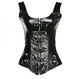 Gyios Korsett Damen bauchweg Steampunk Reißverschluss Und Geschnallte Taille Schlank Gotische Sexy Frauen Corselet Weste Vintage Overbust Tops Plus Größe-918 Black-m