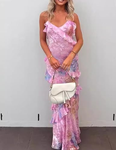 Image of Women Summer Elegant Sling Midi Ruched Bodycon Dress Solid Color Backless Slim Party Cocktail Dresses