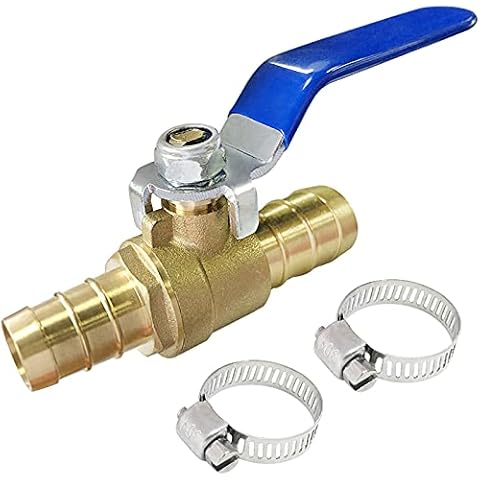 Brass Hose Barb Ball Valve Kit-1pcs 3/4'' Heater Hose Shut Off Valve with Stainless Steel Clamps-High Temperature Resistance Shut off PEX Ball Valve for Water, Oil, Gas, Fuel line Fittings Cover