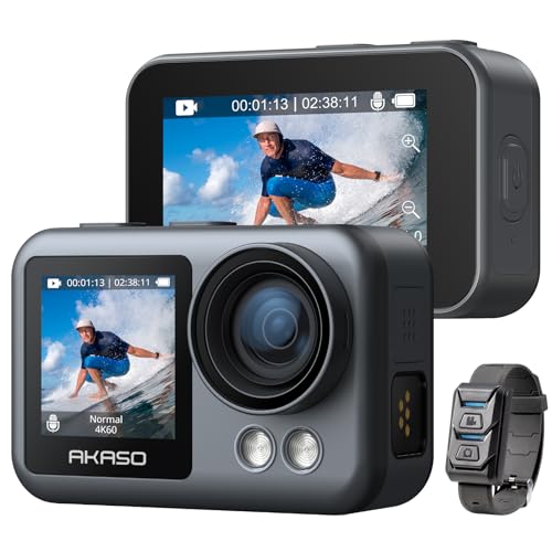AKASO Brave 4 Elite 4K60fps Action Camera All-in-One Waterproof Camera with 64GB Storage, HD Touch Screen, Image Stabilization, Remote Control, Built-in 1650mAh Battery and Accessory Kit