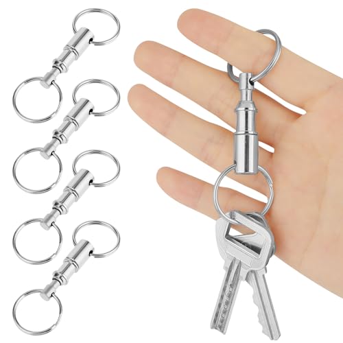 Mabor 4 llaveros desmontables de doble extremo con cierre rápido, llavero de metal desmontable, llavero para familia, viajes, oficina