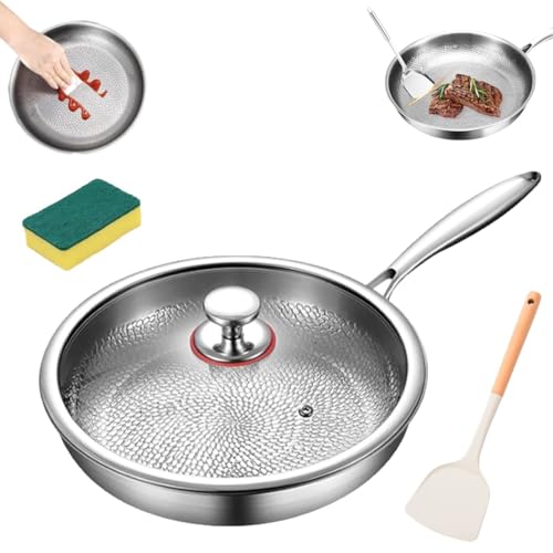 Homtrator Sartenes De Titanio for Cocinar, Sartén Profesional De Titanio Martillado, NuEVA Sartén Antiadherente 100% Pura, Multifuncional Y Ultraduradera (2025), Resistente a Rayones Y Con Superficie