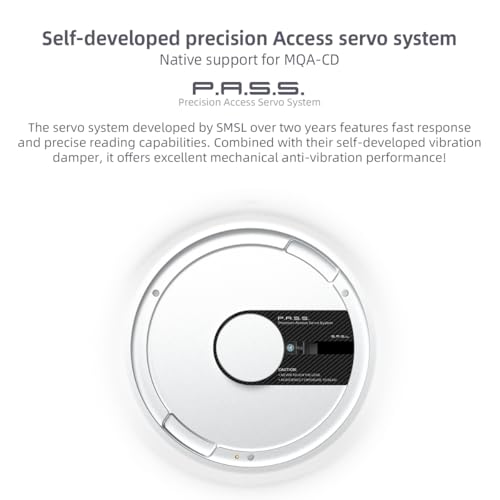 Image of SMSL PL200T CD Player for Home, USB /Clock Input Optical /Coaxial /IIS /AES /EBU Output HiFi MQA-CD Transport 32bit /768kHz DSD512 P.A.S.S. System Desktop Audio Player