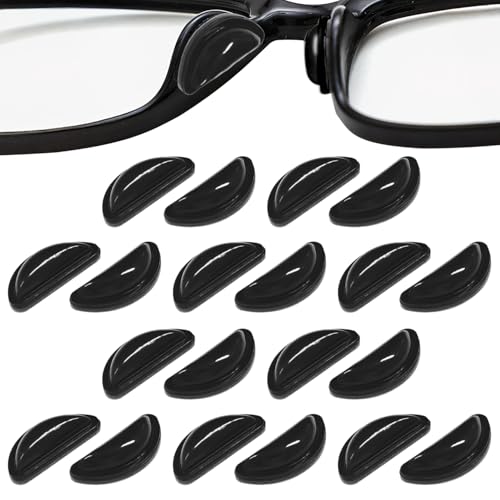 10 pares de almohadillas nasales de silicona para gafas, adhesivas y antideslizantes para gafas y gafas de sol (negro)