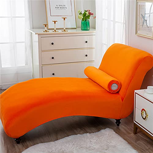 Maiyu-My Velvet Chaise Longue Slipcover Luxury Chaise Chair Covers For Living Room Indoor Furniture Cover Slipcovers For Chaise Lounge Ultra Soft Machine Washable (Orange) #TOP3