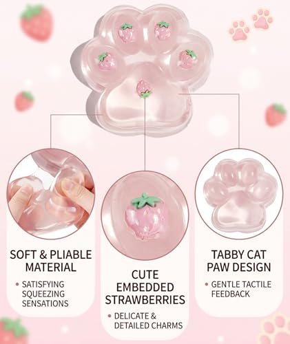 Image of Taba Squishy Cat Paw, Taba Squishy, Fidget Toy and Sensory Play, Taba Squishy Paw, Soft Squeeze Ball for Management and Aid, Fufu Squishy Cat Paw, Large Strawberry Cat Paw Squishy Toy 1 Piece