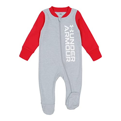 Image of Under Armour Baby Boys' Coverall Footie, Zip-up Closure, Logo & Printed Designs