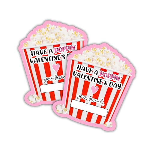 Cartes roses Valentin en vrac pour animer les fêtes de classe avec du popcorn