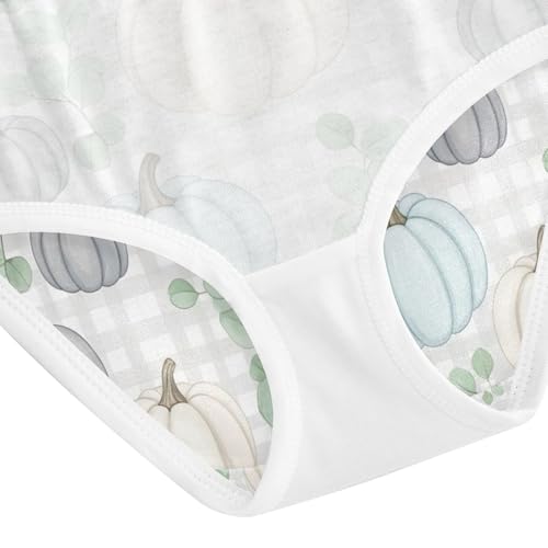 Toddler Panties, Pastel Pumpkins Blue Girls' Cotton Brief Underwear, 2–8 Years4