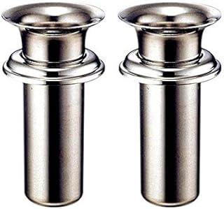 お墓用花立 高級ステンレス製 中入れ式 ツバ付 筒径：38mm リング下深さ：85mm 1対2本セット[W-39]