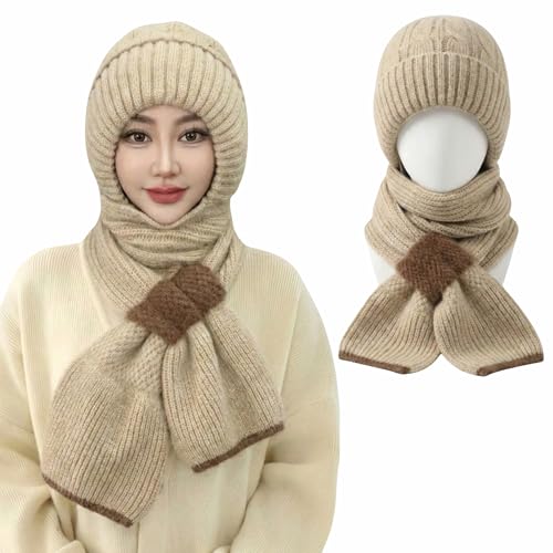 Image of Kraptick Women's Winter Cap and Scarf Set - Thick Fleece Lined Knitted Beanie Hat and Neck Warmer Muffler for Ladies, Stretchable & Soft Woolen Snow Proof for Extreme Cold -5