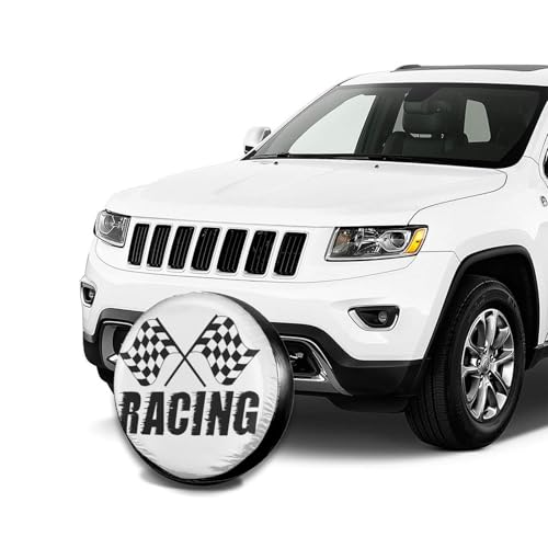 Image of Checkered Racing Race Flag Spare Tire Cover Weatherproof Wheel Protectors Dust-Proof Sun Protection Wheel Tire Covers Universal Fit for Truck SUV RV Camper Trailer Car Accessories 15 inch