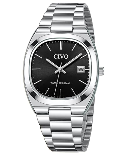 Imagen de CIVO Relojes de Pulsera Hombre Acero: Relojes Analógico Cuarzo Impermeable Calendario Elegante Relojes Hombre Regalo