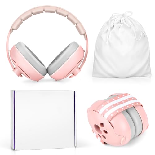 Fuutilake Casque anti-bruit pour bébé de 0 à 2 ans, protection auditive pour enfants, avec réduction de bruit, pour le quotidien et les événements (Rose)