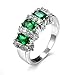 BCughia Bague de Fiançailles, Bague Femme Argent Mariage Vert Coussin Oxyde de Zirconium Plaqué Argent Mariage Bague Femme Taille 61.5
