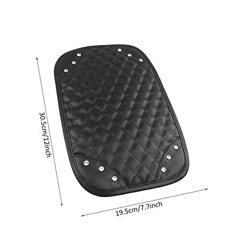 Forala Auto Center Console Pad Pu Leather Car Armrest Seat Box Cover Protector Universal Fit (D-Black Rhinestone) #TOP5
