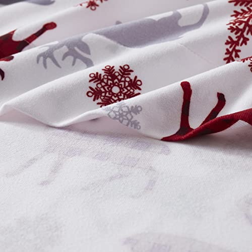 Flannel Sheets Warm and Cozy Deep Pocket Breathable All Season Bedding Set with Fitted, Flat and Pillowcases, King, Buffalo Deer