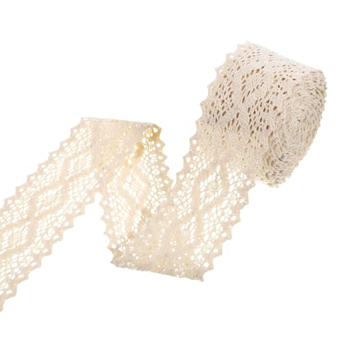 Beige Cotton Lace Trim, 5 Yards Vintage Crochet Lace Trim