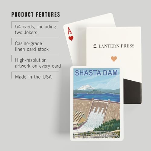 Lantern Press Shasta Dam California 52 naipes poker miniatura 3