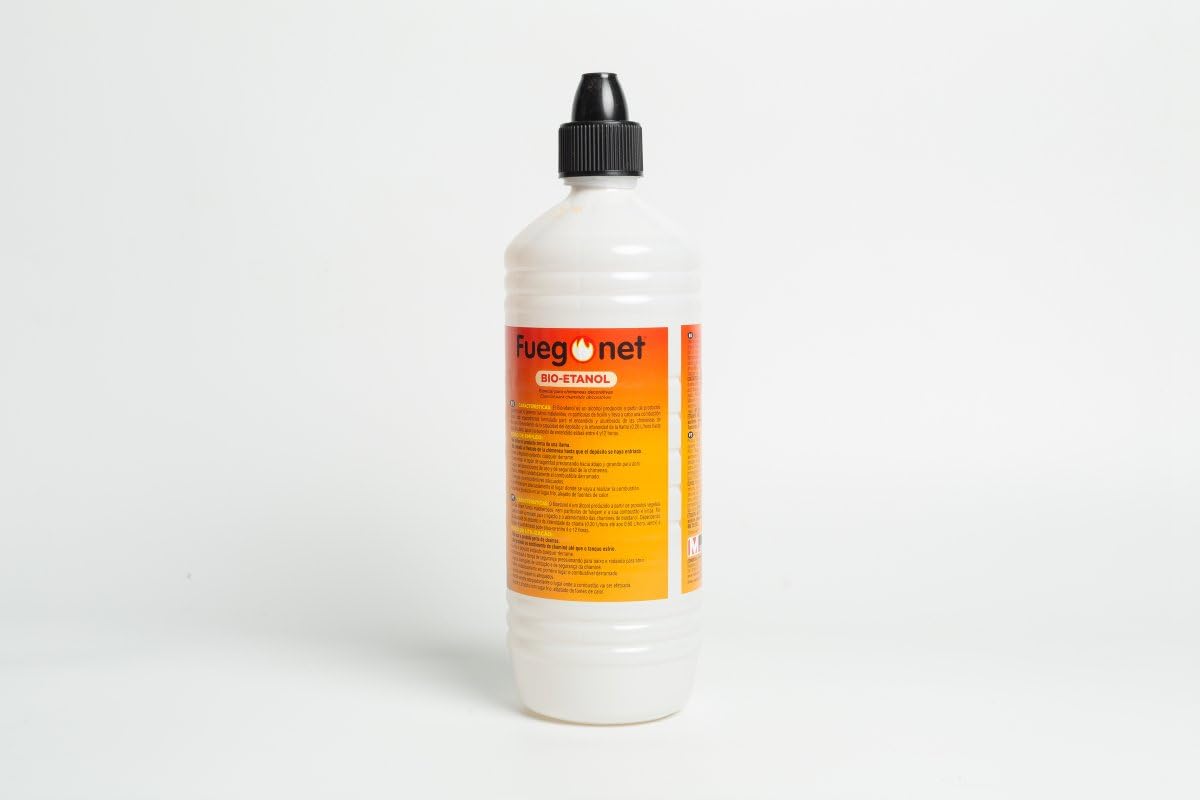 Bio-etanol 1 litro - Fuegonet. Especial para chimeneas decorativas. Combustion limpia. Sin olor. Sin humos. Etanol vegetal.