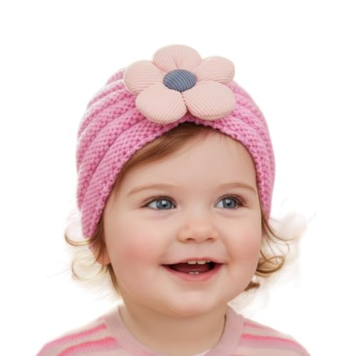 Image of SYGA Baby Cap Flower Wool Warm Knitted Streachable Hat Infant Toddler Baby Cap 0-3 Years