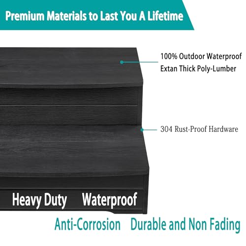 Image of Black Hot Tub Steps,Outdoor Steps with 25 Inch Long, Multi-Purpose Steps for Above Ground Pool, Spa, Deck & Porch Outside, Waterproof Non-Slip.Heavy Duty Spa Steps Werght Capacity 600 LBS