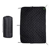 Greencity Tactical Military Woobie Blanket Poncho Liner Camping Thermal Insulated Drawstring Carry Bag Waterproof Outdoor Activities Hiking Traving，Black