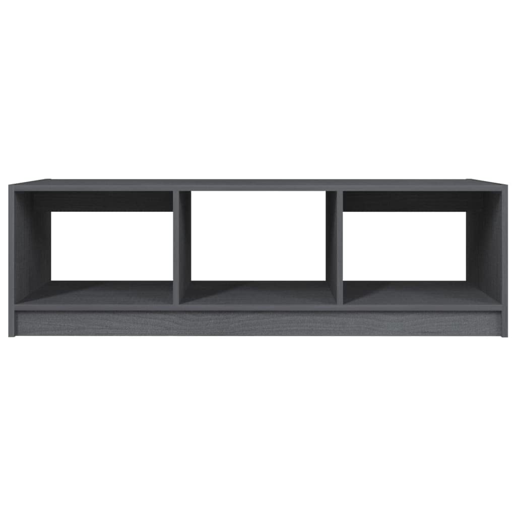 Mesa de centro gris 110 x 50 x 34 cm, diseño moderno de madera de pino maciza, robusta mesa auxiliar con estante para salón, dormitorio y pasillo