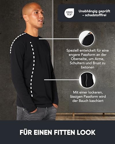 FM London 3er-Pack T Shirt Herren, Langarmshirt Herren - Bequeme Passform, Hochwertiger Stoff, Superweiche Baumwolle mit Rundhalsausschnitt – Bild 2