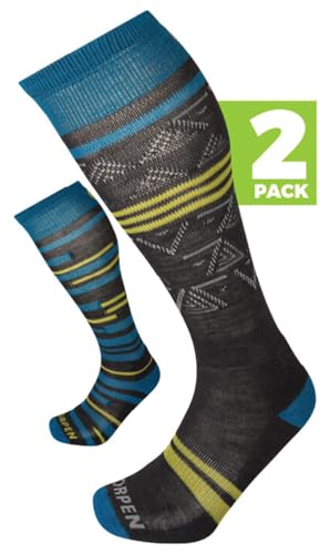 T1 Men's Mid Eco Sock, Great for Winter Sports, Eco-Friendly & Sustainable, Tall & Cushioned, 2-pack, Blue, Size Medium2