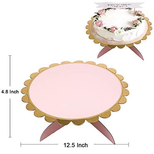 3-Pack Cardboard Cupcake Stand Dessert Tower 3 Tier(2Pc) + 1Tier(1Pc) Paper Cake Stand (Pink And Gold) #TOP2