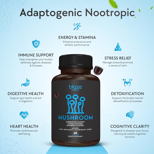 Supreme Mushroom Gummies - 10 Mushroom Complex - Nootropic Brain Support Supplement for Memory, Focus, Acuity, Immune Health and Energy - Mushroom Supplement with Lions Mane, Reishi, Cordyceps & Chaga - Thumbnail 2