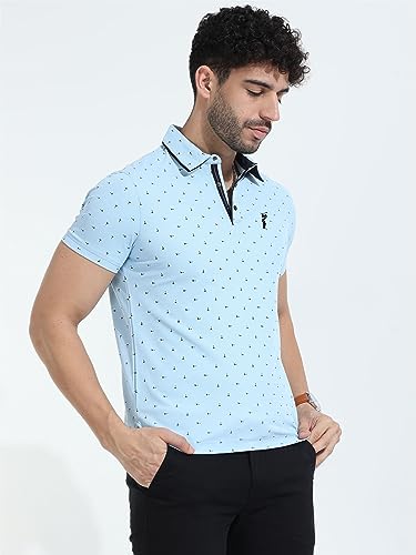 Image of STELLERS Men's Premium Printed Polo T-Shirt | Wrinkle Free | Quick Dry | Breathable | Stretchable | Regular Fit