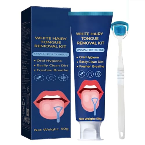 Tongue Cleaner Gel with Tongue Brush, Tongue Scrapers for Adults, Fresh Breath Oral Care Kit, Fresh Mint Tongue Scraper Set, Fresh Breath & Oral Health Maintenance, Bad Breath Treatment