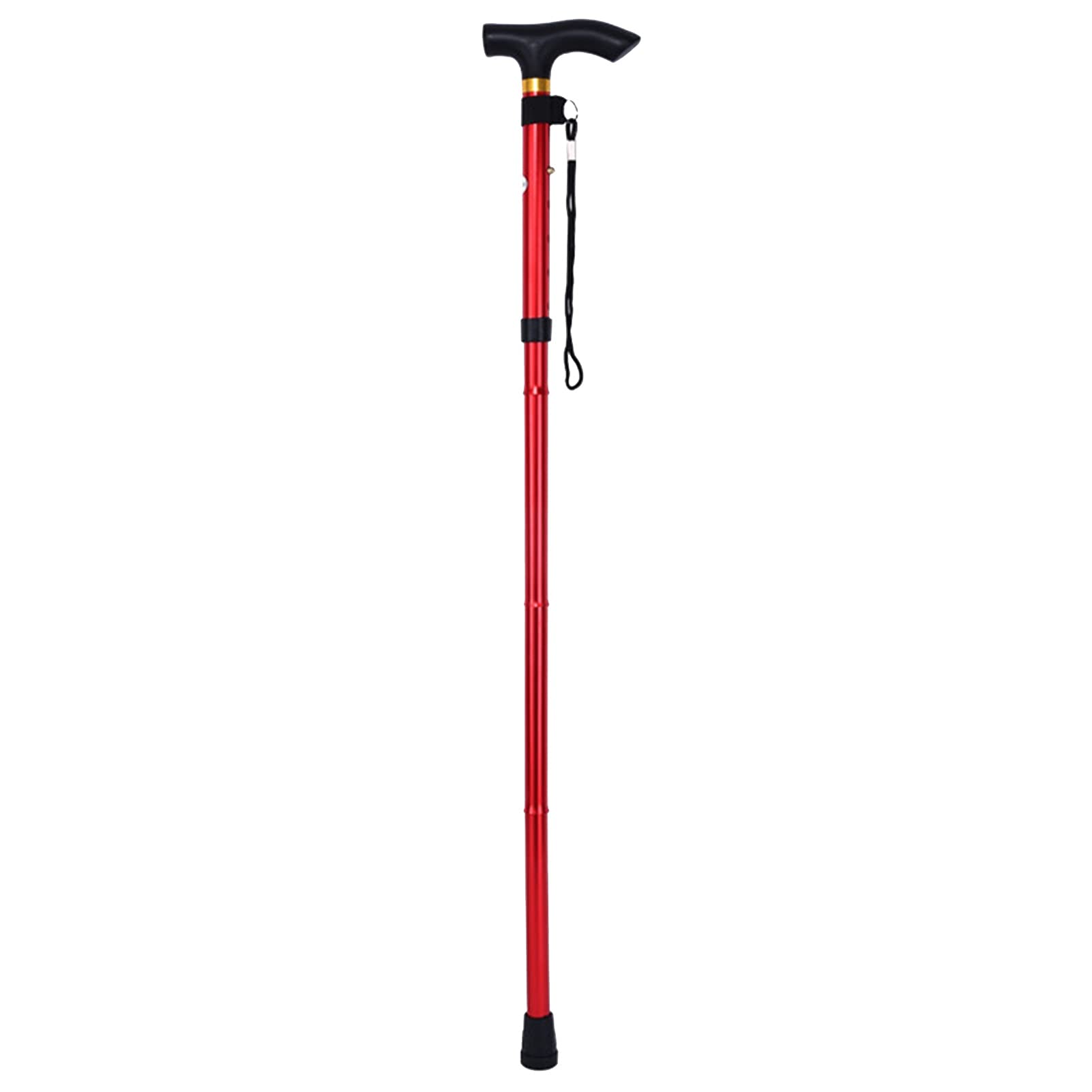Canela Plegable - bastón Plegable Ligero para Hombres y Mujeres - Altura Ajustable Caña para Caminar - Flexible y Duradero - Base Antideslizante - Mango de Agarre ergonómico (Color : Red)