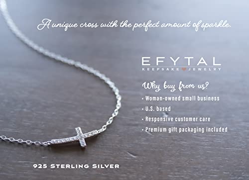EFYTAL Dainty Sterling Silver Sideways Cross Necklace, Baptism, Confirmation, First Communion Gift for Women, Christian Jewelry, Catholic Gift3