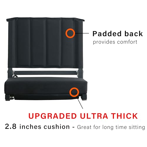 Sport Beats SS-BLACK-1 Stadium Seat For Bleachers With Back Support And Cushion Includes Shoulder Strap And Cup Holder thumb #2